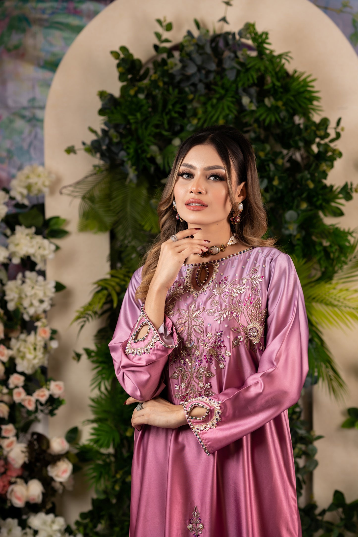 Lavender Ombre Glamour Kameez And Pant Set