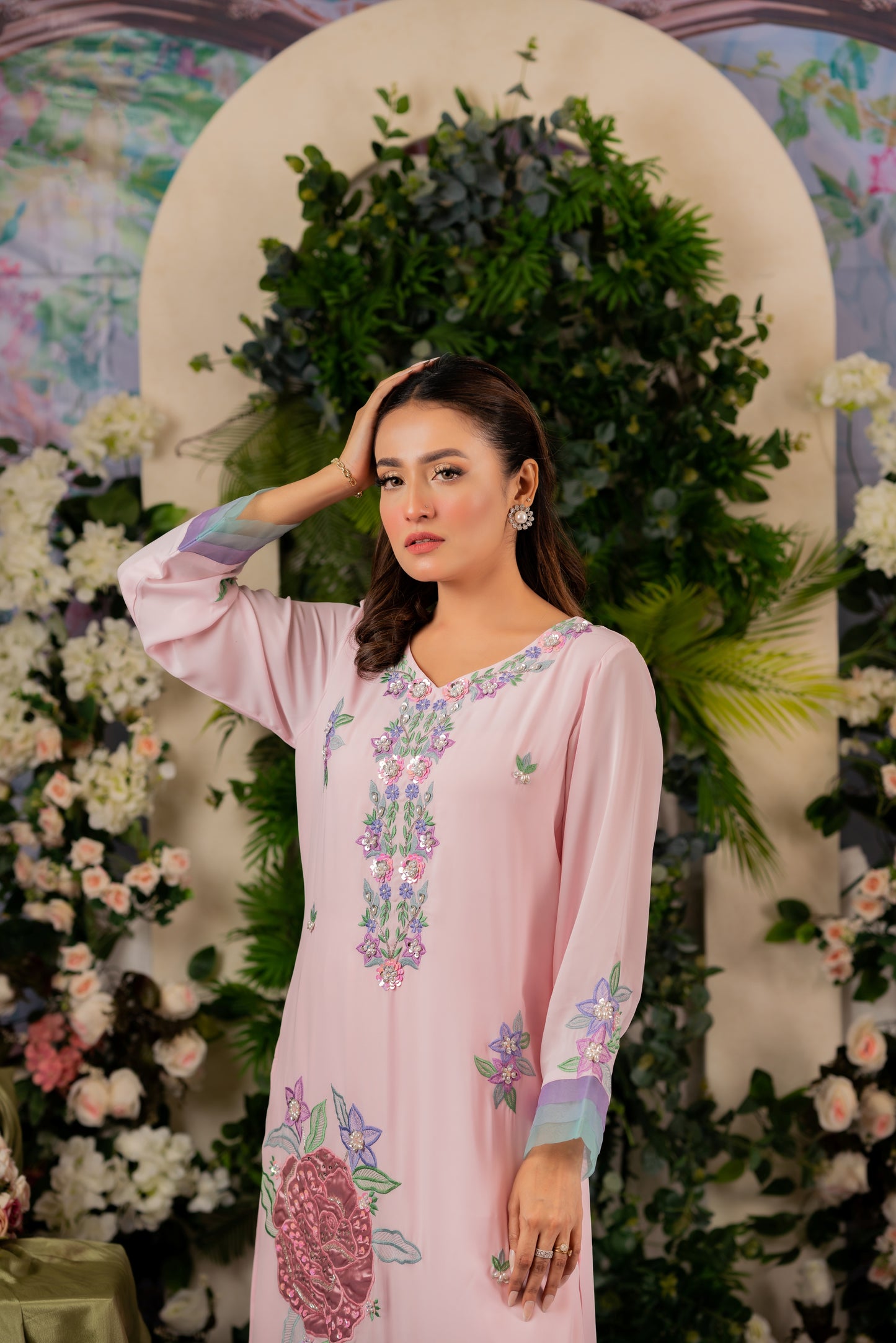 Blush Pink Floral Elegance Three -Piece Set