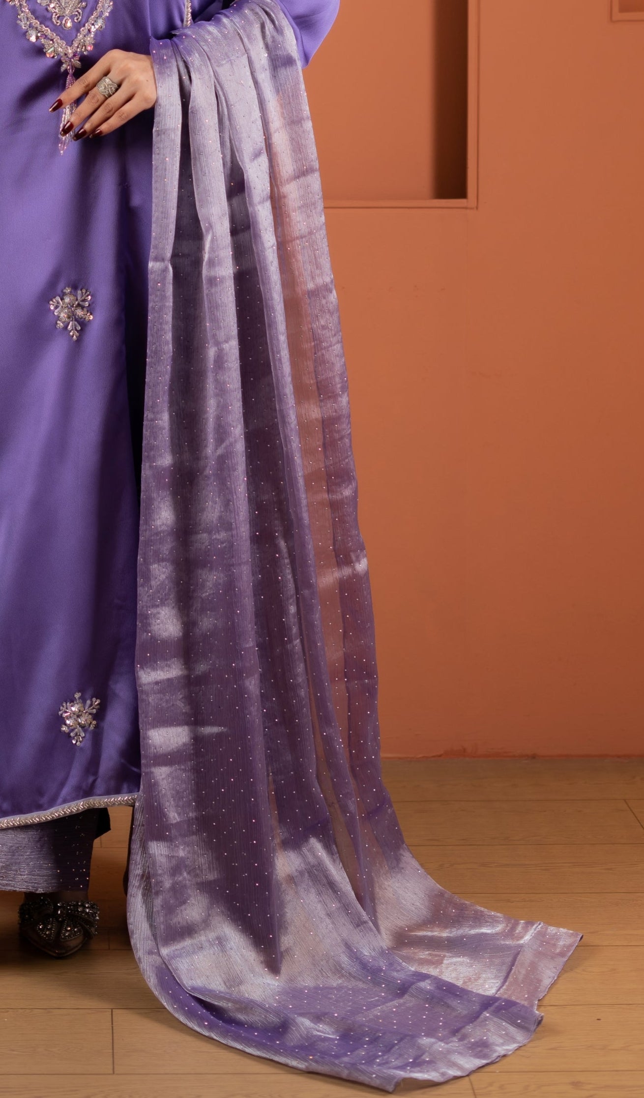 Lavender Shimmer Silk Dupatta
