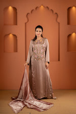 Mocha Rose Embroidered Silk Kameez And Pant Set