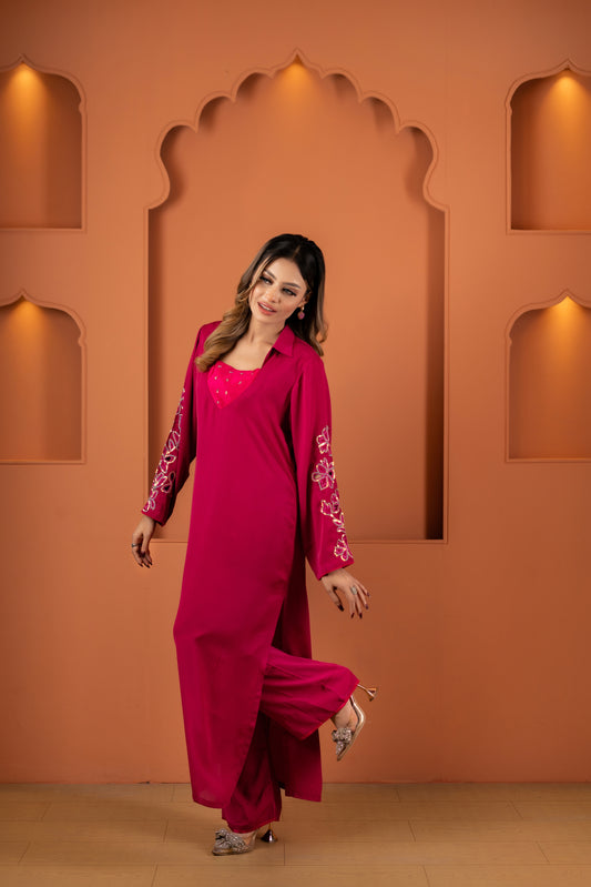 Radiant Ruby Ensemble Kameez And Pant