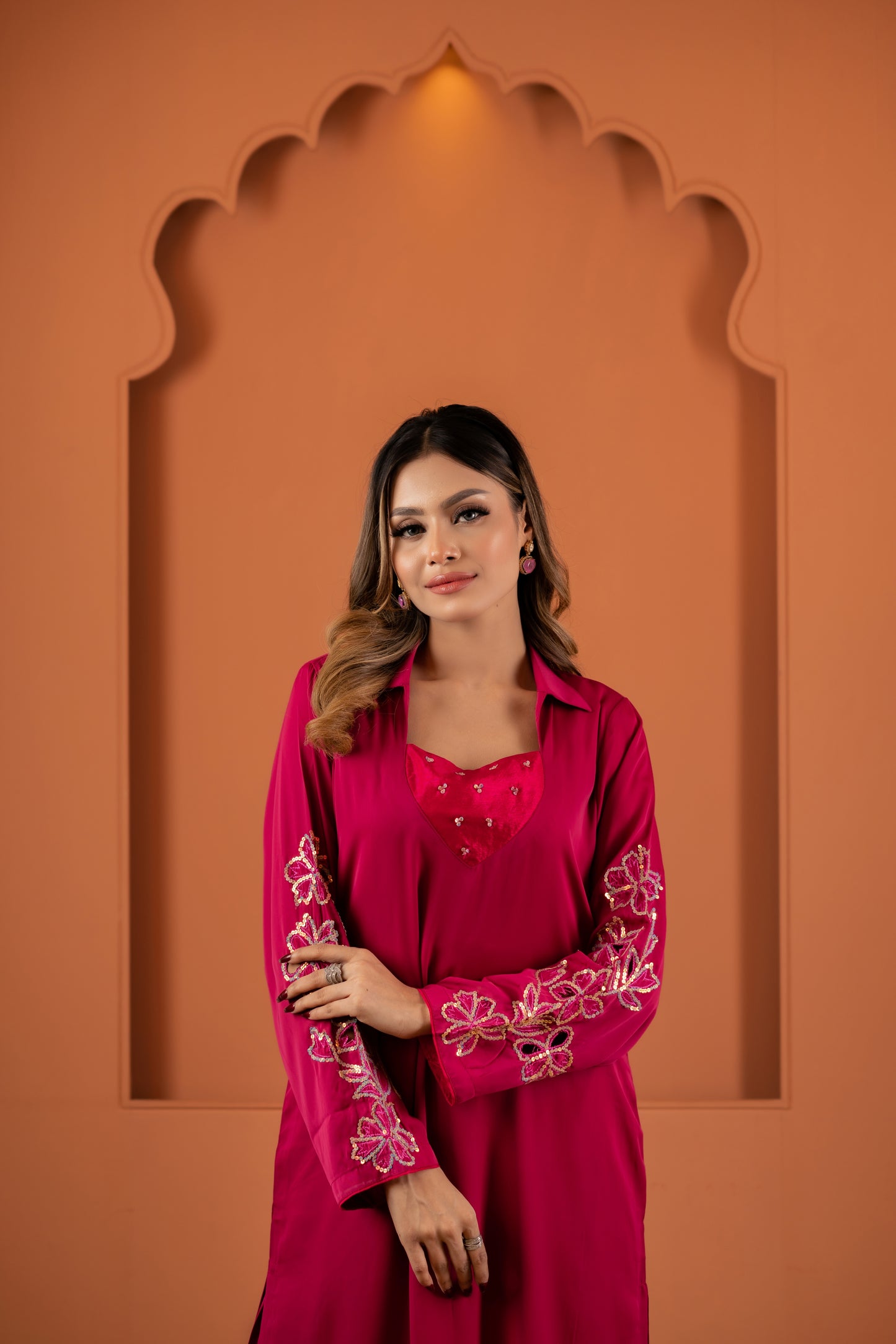 Radiant Ruby Ensemble Kameez And Pant